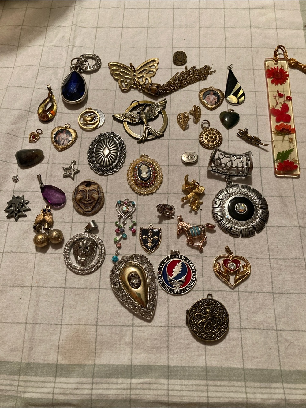 Junk Drawer Bundle Trinkets Pendants Cameo Locket etc